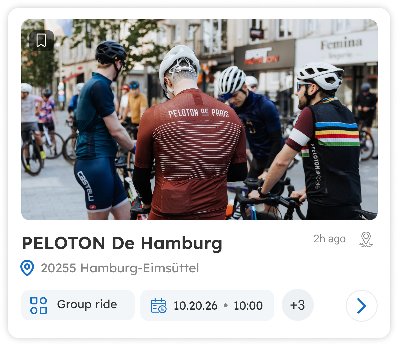 PELOTON De Hamburg group ride event in the PEDAL24 cycling community app